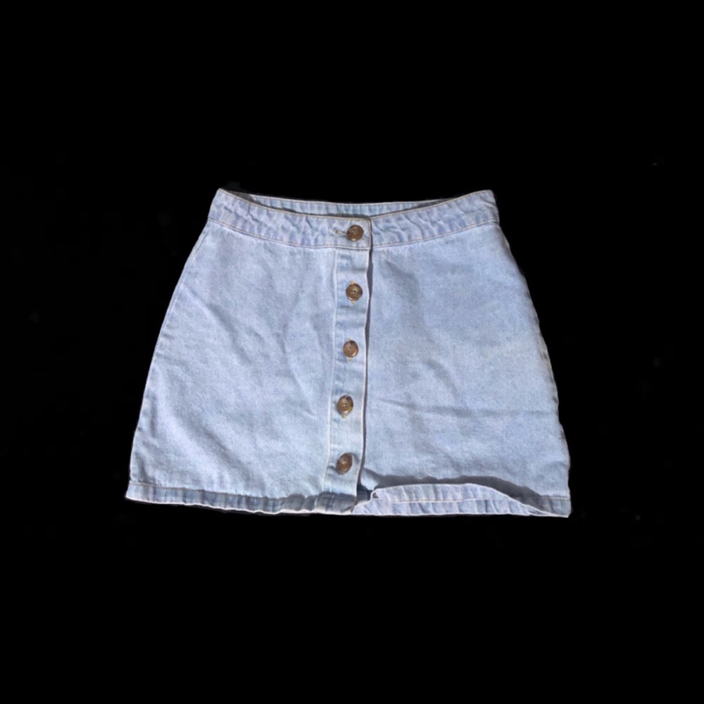 ♠️-Button up jean mini skirt